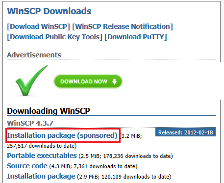 WinSCP web site